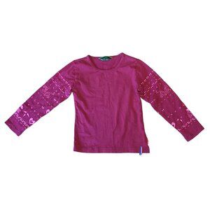 OILILY Girls Long Sleeve Top 116 4 4T Tee T-Shirt Maroon Burgundy Pink Cat Girl